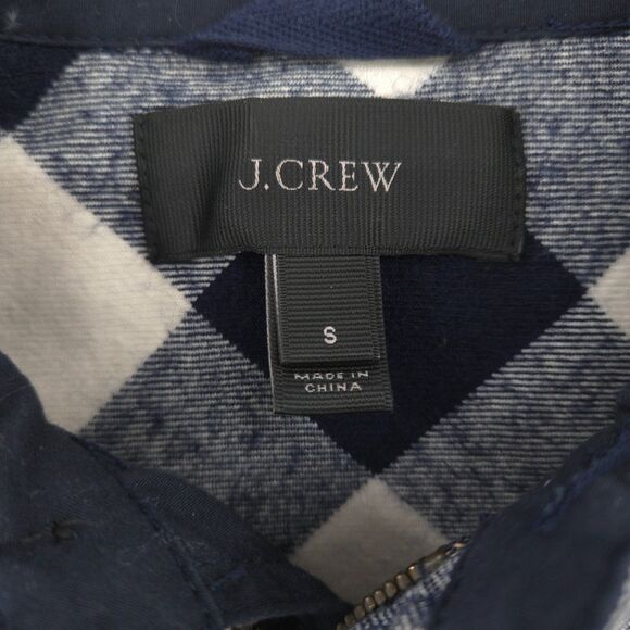J. Crew wool blend buffalo plaid half zip shacket pullover Size S navy outdoor - Picture 6 of 10